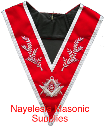 Master Mason Red Velvet Silver Braid  Collar