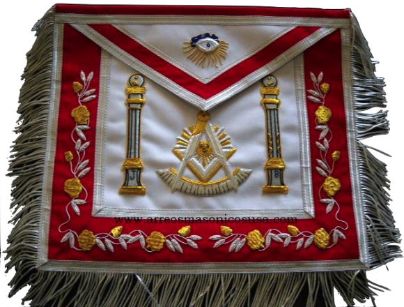 Past Master Red B&J Pillars Apron