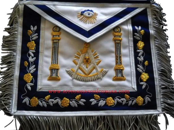 Past  Master B&J Pillars Masonic Blue Apron