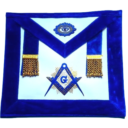 MA- Master Mason Synthetic Heavy Leather Golden Tassels luxury Royal blue Chenille