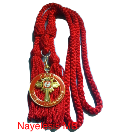 Past Eminent Commander Silky Red  Cord Collarette Medallion Jewel