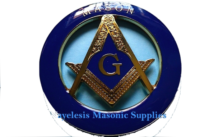 Blue L Master Mason Cut Out Zinc Alloy Car Emblem