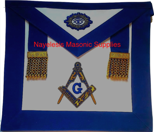 MA-V81G  Delux Master Mason Silver Embroidered with Gold Chain Tassels