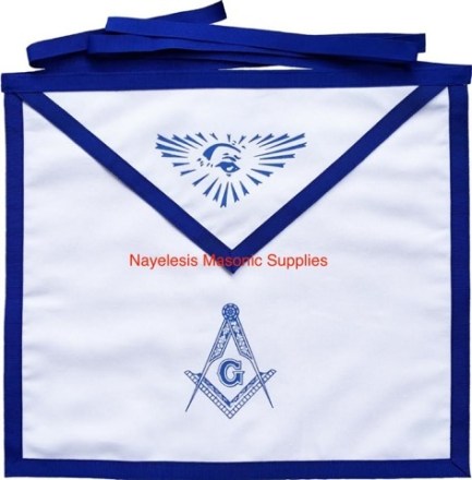 Master Mason Blue Lodge White Cotton Duck Cloth Apron