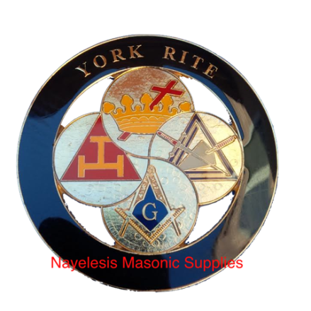 For Grand York Rite Delux Auto Emblem Black with High Quality Golden Tone