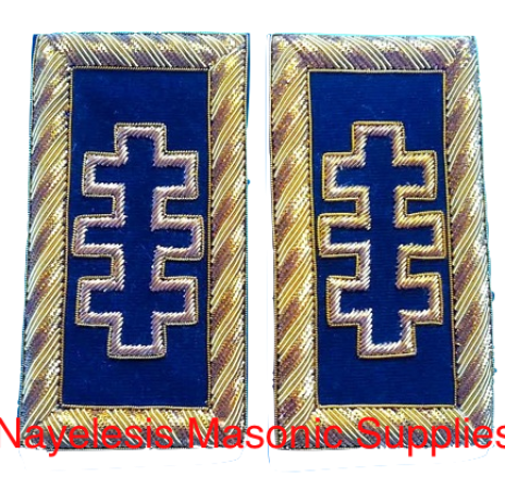 York Rite Templar Past Grand Master Shoulder Boards Golden Bullion