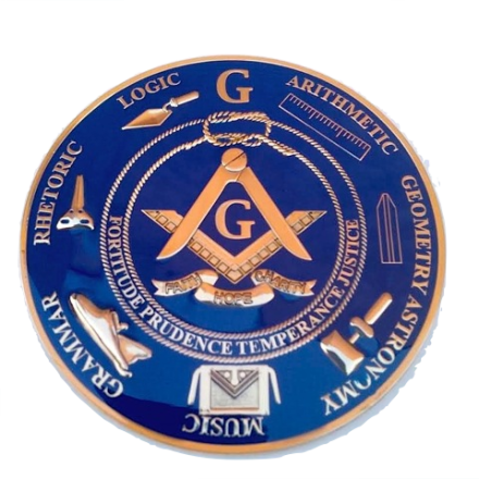 Master Mason Love For The Arts Heavy Alloy Blue & Golden Auto Emblem