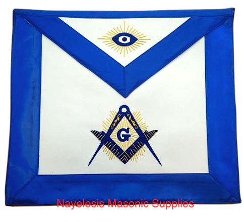 MA-S03 The Lux Master Mason Royal Blue Satin Blue Lodge Apron Golden Bullion