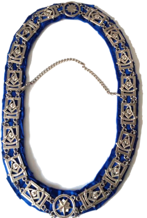 Past Master Collar  Chain Royal Blue Backing Silver finish