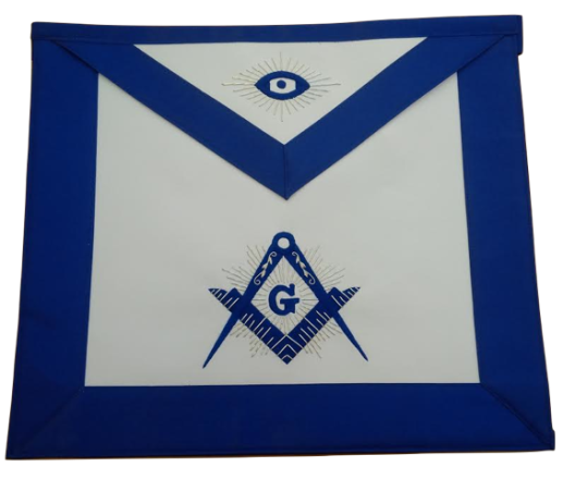 MA-09M The Lux Master Mason Royal Blue Satin Blue Lodge Apron Silver  Bullion