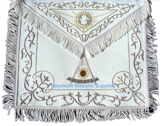 White Past Master  Apron with silky fringe